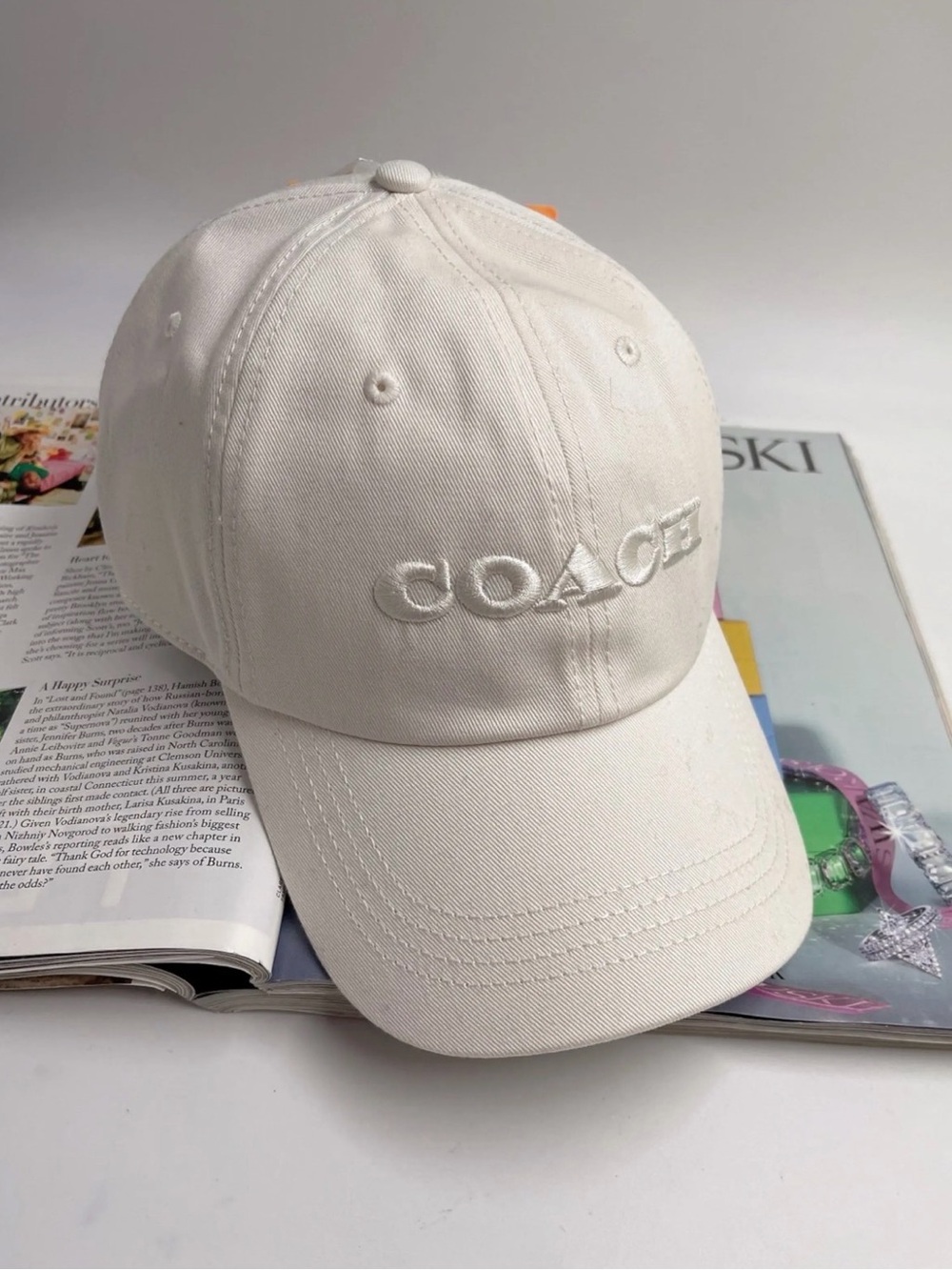 Coach White Baseball Cap with Embroidered Logo